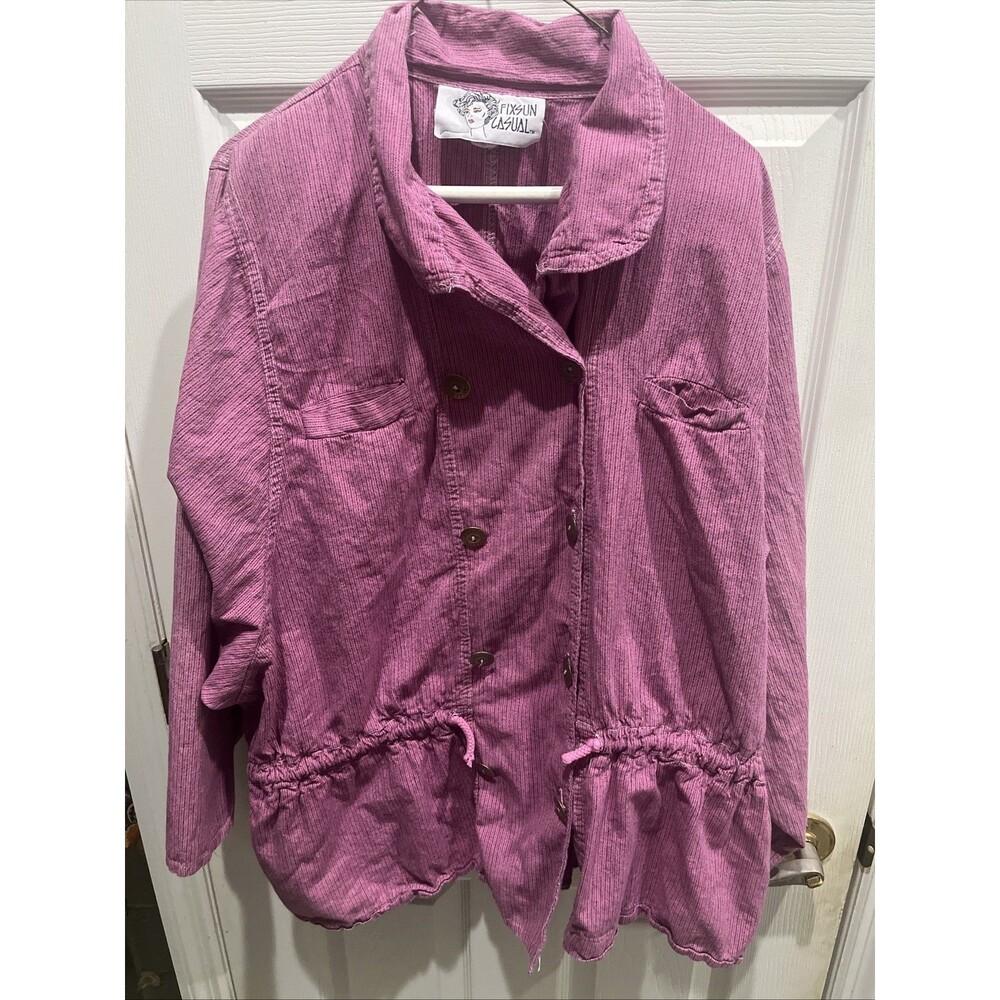 Fixsun Casual Pink Top Womens Buttons Asymmetric Made In USA One Size Fits All